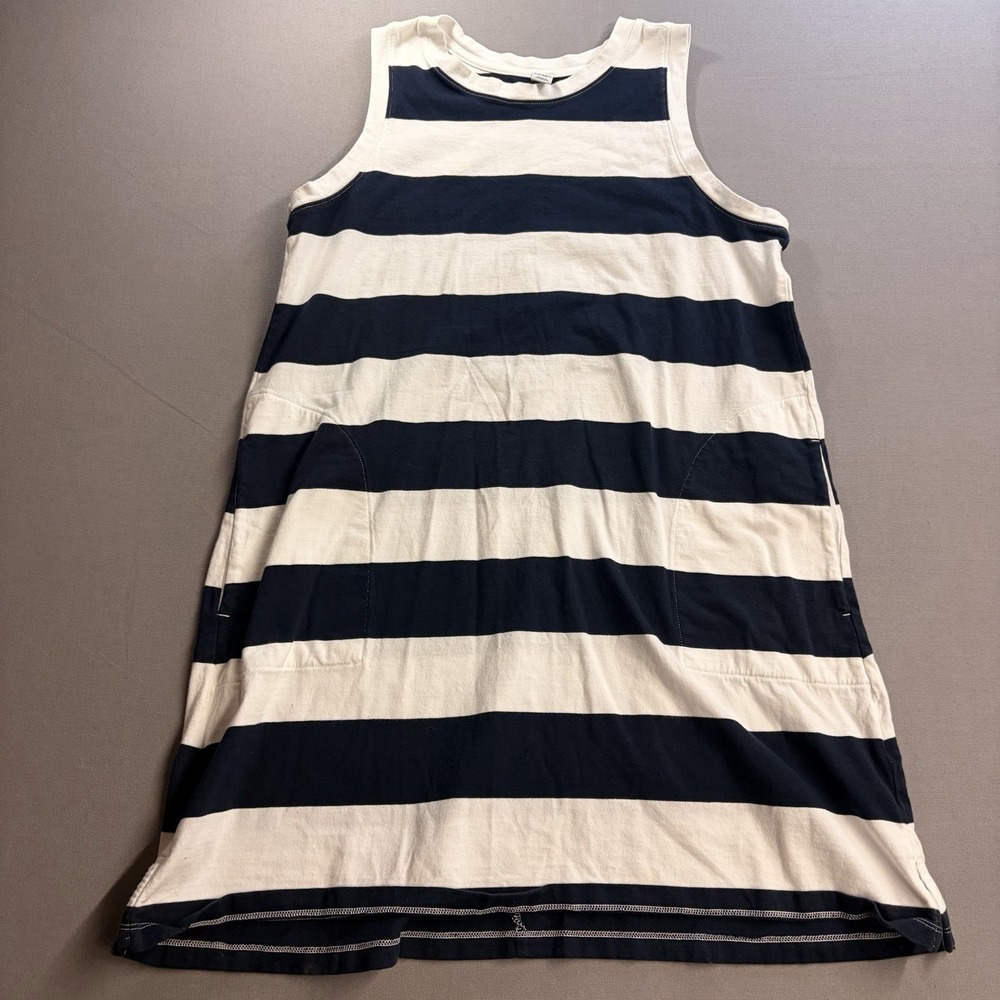 Old Navy Striped Sleeveless Swing Dress Women Large Navy White Pockets Nautical